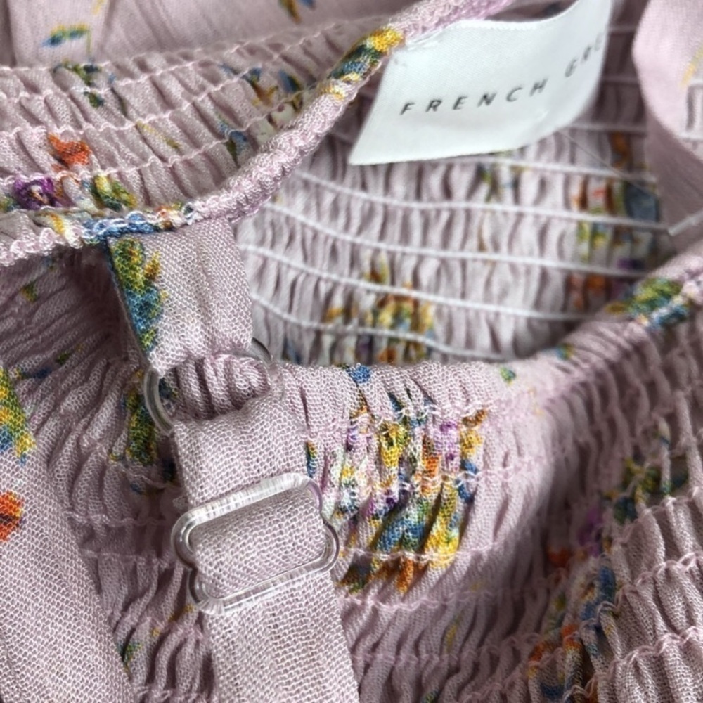 French Grey Smocked Floral Sundress NWOT - Picture 2 of 10